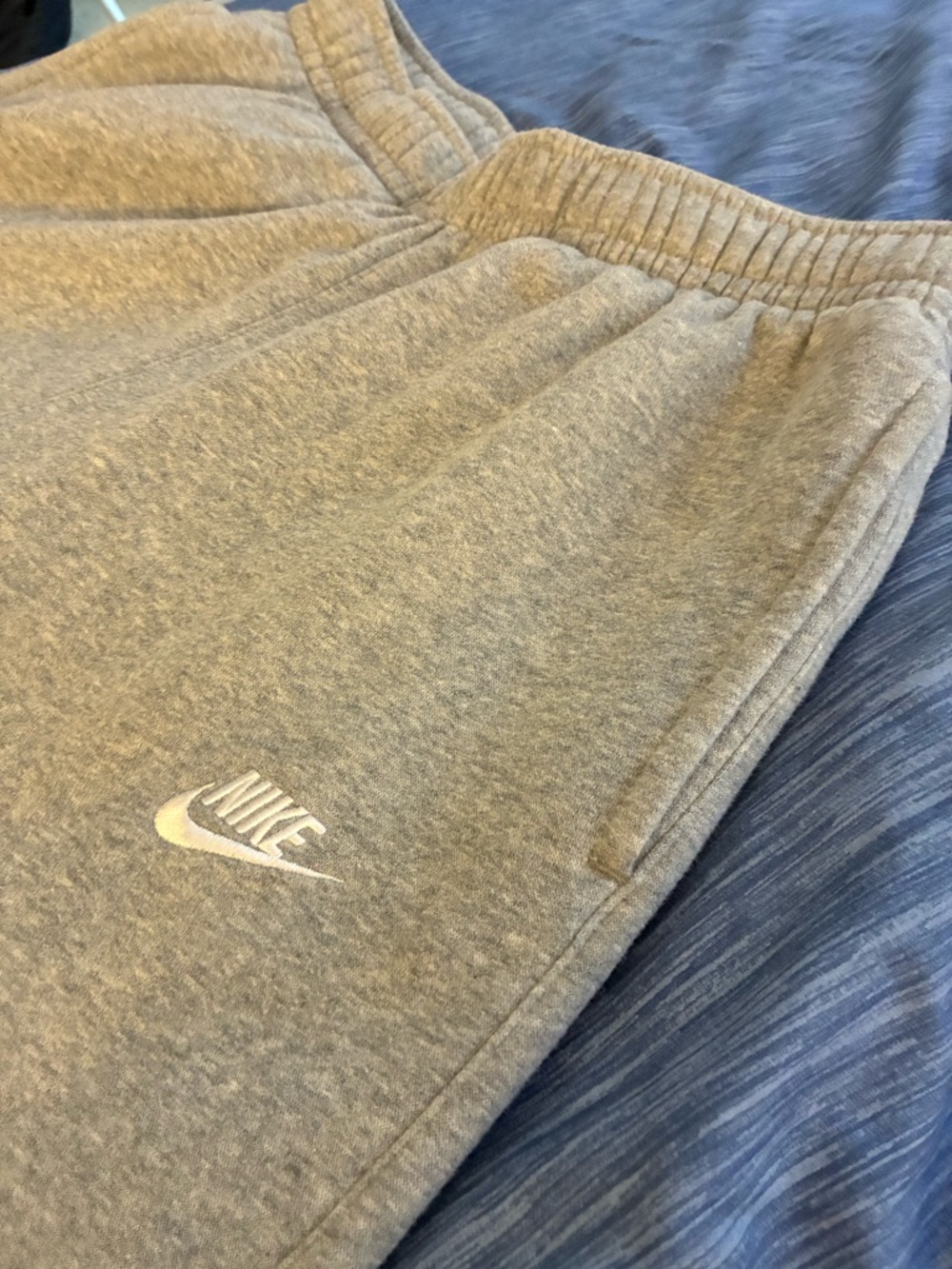 Nike Gray Men's Fleece Joggers with White Swoosh